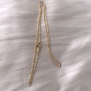 Solid 18k gold bar and bead necklace chain